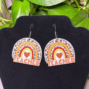 💜4for$20💜 Teacher Animal Print Rainbow Wooden Earrings